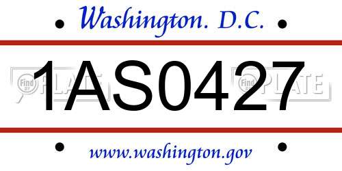 1AS0427 District Of Columbia License Plate