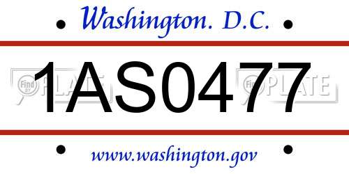 1AS0477 District Of Columbia License Plate
