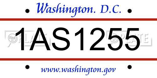 1AS1255 District Of Columbia License Plate