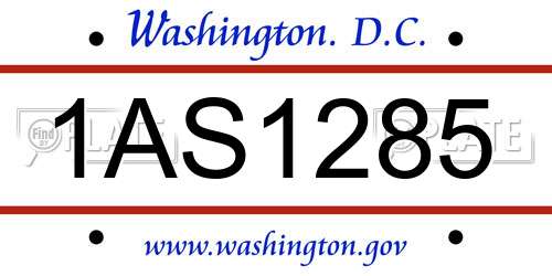 1AS1285 District Of Columbia License Plate