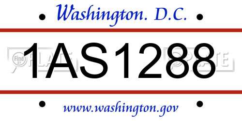 1AS1288 District Of Columbia License Plate