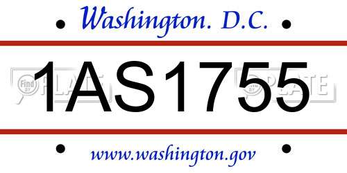 1AS1755 District Of Columbia License Plate