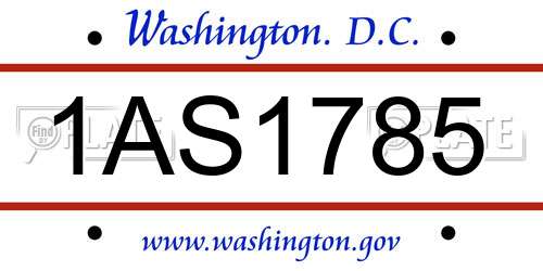 1AS1785 District Of Columbia License Plate
