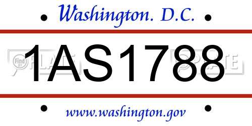 1AS1788 District Of Columbia License Plate