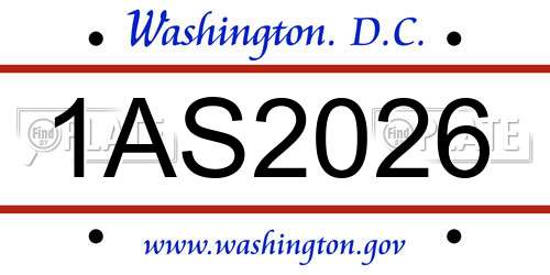 1AS2026 District Of Columbia License Plate