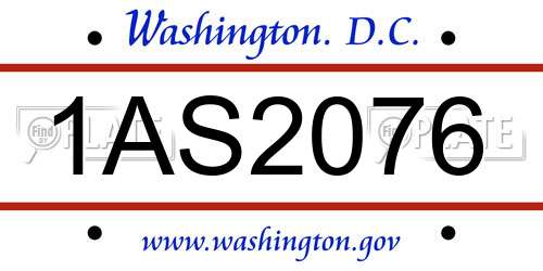 1AS2076 District Of Columbia License Plate