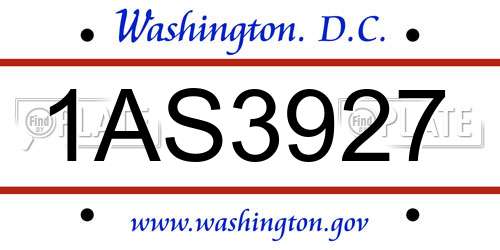 1AS3927 District Of Columbia License Plate