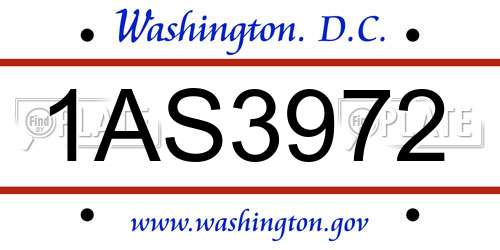 1AS3972 District Of Columbia License Plate