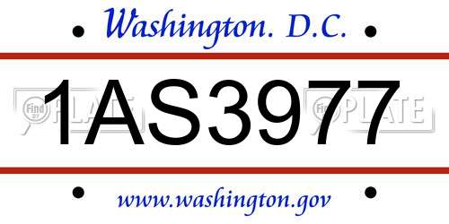 1AS3977 District Of Columbia License Plate