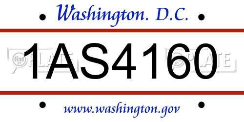 1AS4160 District Of Columbia License Plate