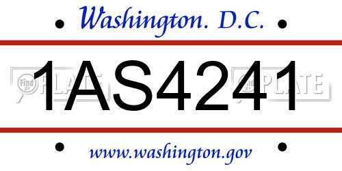 1AS4241 District Of Columbia License Plate