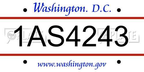 1AS4243 District Of Columbia License Plate