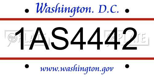 1AS4442 District Of Columbia License Plate