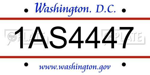 1AS4447 District Of Columbia License Plate