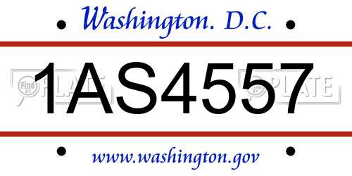 1AS4557 District Of Columbia License Plate
