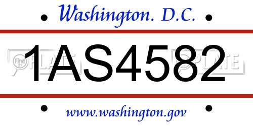 1AS4582 District Of Columbia License Plate