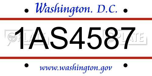 1AS4587 District Of Columbia License Plate