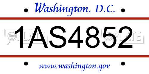 1AS4852 District Of Columbia License Plate