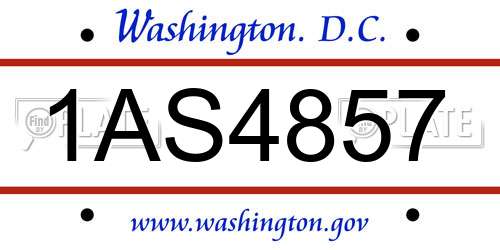 1AS4857 District Of Columbia License Plate