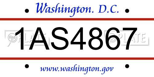1AS4867 District Of Columbia License Plate