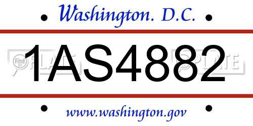 1AS4882 District Of Columbia License Plate