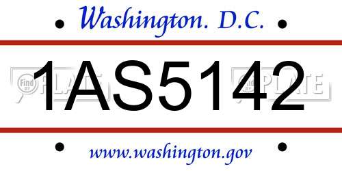 1AS5142 District Of Columbia License Plate