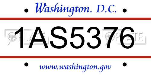 1AS5376 District Of Columbia License Plate