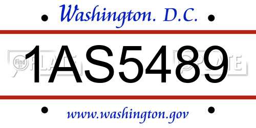 1AS5489 District Of Columbia License Plate