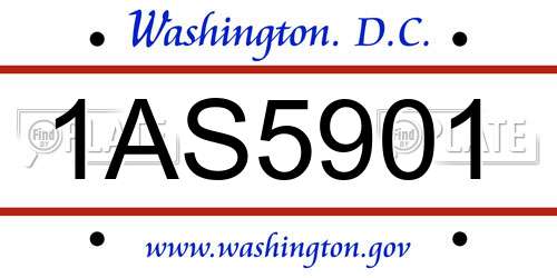 1AS5901 District Of Columbia License Plate