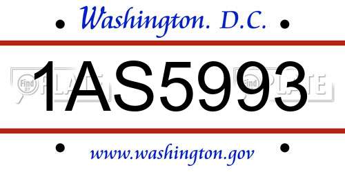 1AS5993 District Of Columbia License Plate