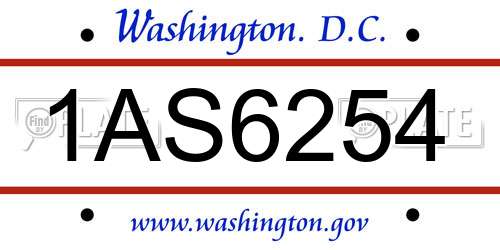 1AS6254 District Of Columbia License Plate