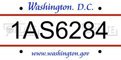 1AS6284 District Of Columbia License Plate