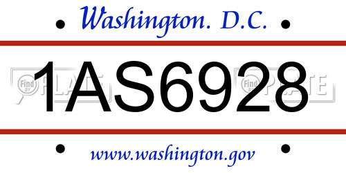 1AS6928 District Of Columbia License Plate