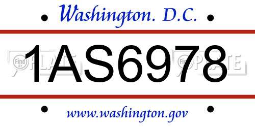 1AS6978 District Of Columbia License Plate
