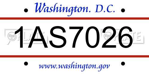 1AS7026 District Of Columbia License Plate