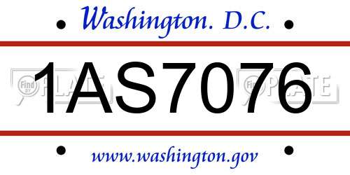 1AS7076 District Of Columbia License Plate