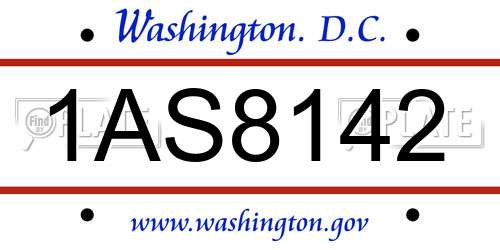 1AS8142 District Of Columbia License Plate