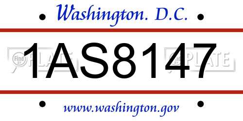 1AS8147 District Of Columbia License Plate