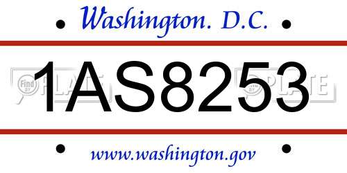 1AS8253 District Of Columbia License Plate