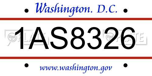 1AS8326 District Of Columbia License Plate