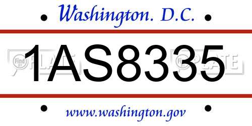 1AS8335 District Of Columbia License Plate