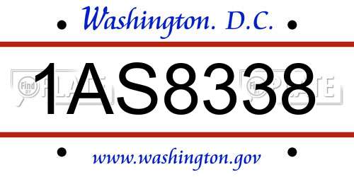 1AS8338 District Of Columbia License Plate