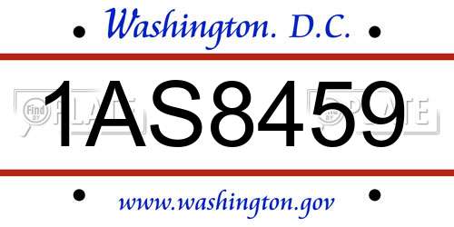 1AS8459 District Of Columbia License Plate