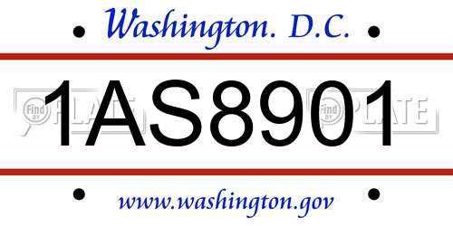 1AS8901 District Of Columbia License Plate