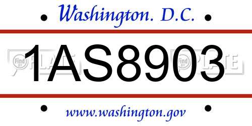 1AS8903 District Of Columbia License Plate