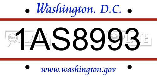 1AS8993 District Of Columbia License Plate