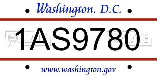 1AS9780 District Of Columbia License Plate