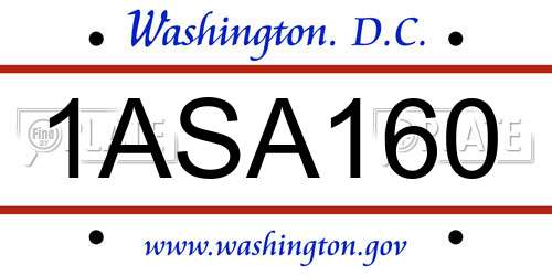 1ASA160 District Of Columbia License Plate