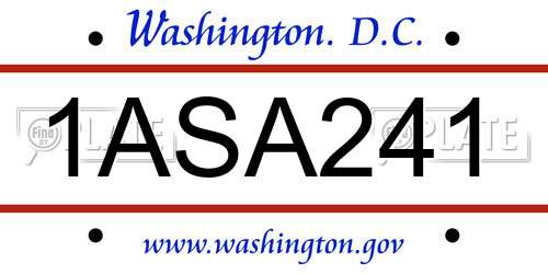 1ASA241 District Of Columbia License Plate