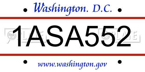 1ASA552 District Of Columbia License Plate